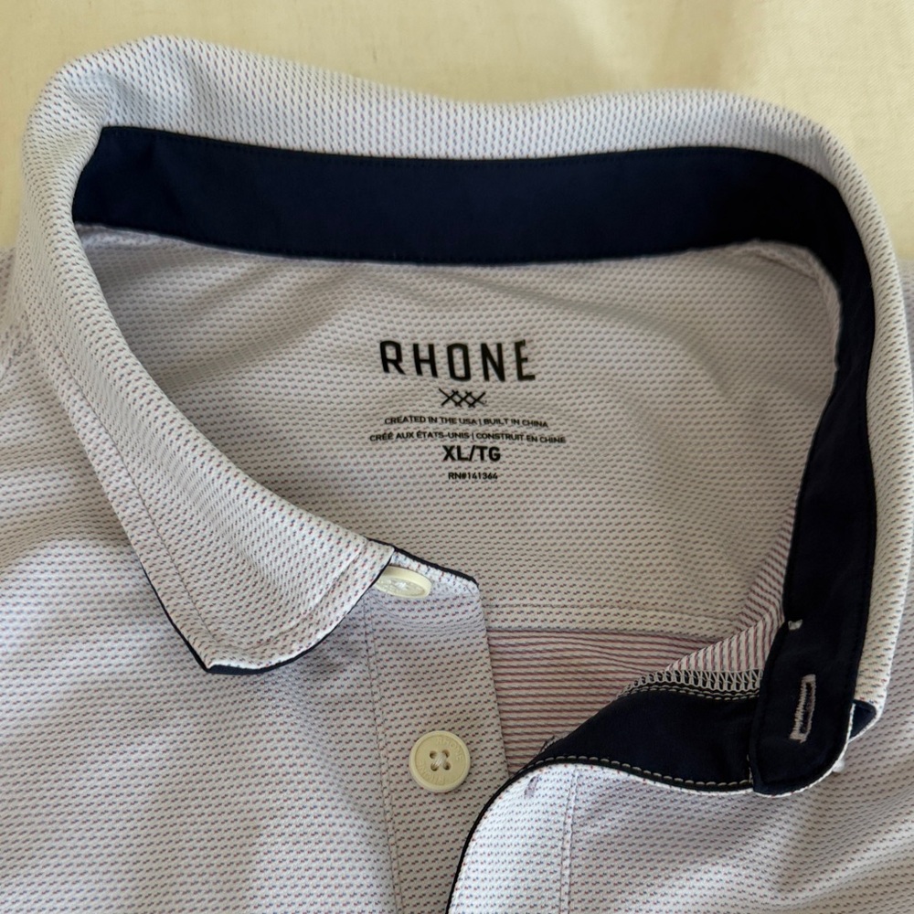 Rhone Men's white red and Navy Casual Shirt